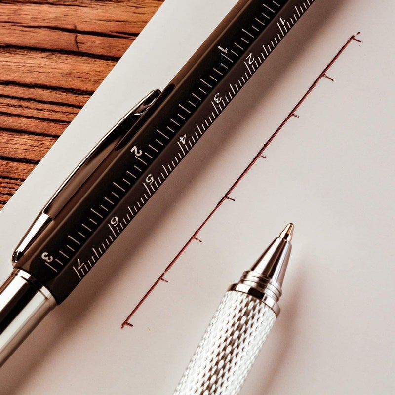 Kennmo 4 Pcs Multitool Pen Cool Gadget for Men, 6 in 1 Tool Pen Screwdriver Pen with Ballpoint, Ruler, Screwdriver, A Flat Head, Touch-Screen Pen, Levelgauge，Gift for Father's Day (4 Colors) - Image 4